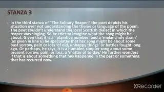 XII English Unit 3                       The Solitary Reaper