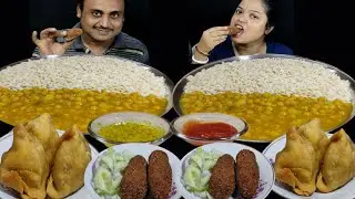 SAMOSA VEGETABLE PAKODA SPICY GHUGNI MURI EATING COMPETITION || STREET FOOD EATING CHALLENGE