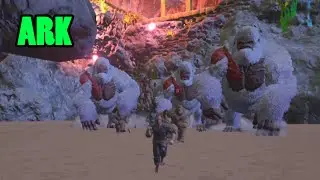ARK Survival Evolved - NPC Bush People & Alpha Trex vs 3 Megapithecus