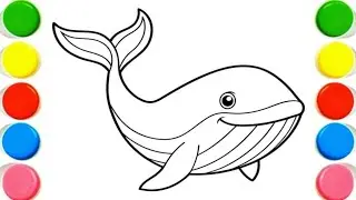 Cute Whale  fish🐳 Drawing, Painting & Coloring For Kids and Toddlers_ Kids Art