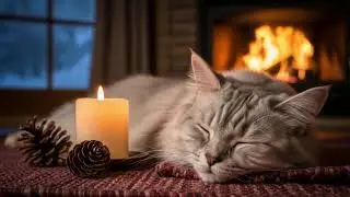 Warm Fire Cat Sleep Music 432Hz 🐈 Healing Ambience For Comfort, Deep Rest, And Serenity