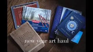art haul for the new year -swatching colored pencils and inspiring art books