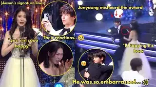 IU even touched Junyoung's hand but he didn't realize it bcs he&rsquo;s so embarrassed🥲Bogum and IU OMG😭