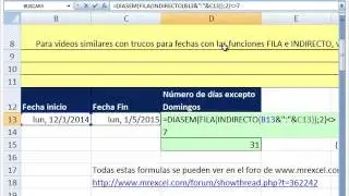 ExcelTrucos Nro #121: Contar Días Menos el Domingo