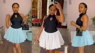 How to Cut and Sew Halter Neck Flare Gown with Low Back | Open Back Mini Dress Tutorial