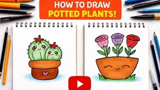 Potted Cactus Plant & Colorful Rose Flowers Drawing 🌵🌹 | Easy Drawing Tutorial for Kids 