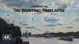 Oil Painting Timelapse | Blinding Sunrise, Chelsea Embankment, London