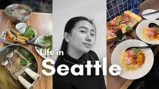 life in Seattle | eating pho and sushi, unboxing ana luisa jewelry, and making hot pot