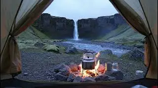 Cozy Campfire Inside a Tent by the Lake 🔥 Relaxing Nature Ambience | No Music 4K