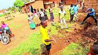 Youths digging trenches for Biara tapped water initiative funded by Hon.Biara Emmanuel Wepukhulu 