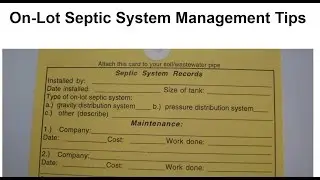 On Lot Septic System Management Tips