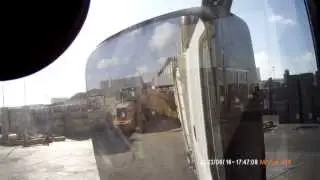 Reverse on dump truck with trailer and  unloading