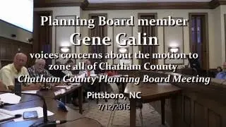 Chatham Planning Board member Gene Galin voices concerns about rush for countywide zoning