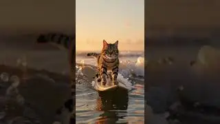 Cat Surfing: The Purrfect Wave #shorts #surfing