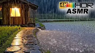 Ultra Realistic Rain on Stone Path | Cozy Cabin in Flooded Field Ambience