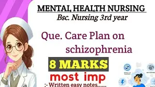 Care plan on schizophrenia ! mental health nursing ! MPMSU !BSc.3rd year ! #study #exam #bscnursing