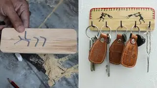 Wall Stick Wooden Keyholder DIY | Traditional ART Keyholder | 5 Hook Keyholder | #keyholder #diy