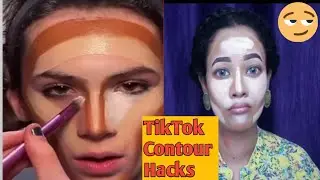 Trying viral contouring hacks | VIRAL CONTOURING TIKTOK HACKS THAT WORKES ! #contourhacks