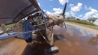 Slepcev Storch STOL aircraft water landing in flood waters in N.S.W Australia