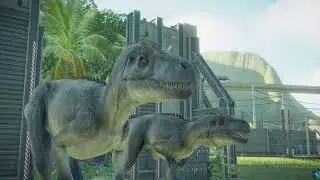 Two Allosauruses Take Their First Steps in Jurassic World Evolution 2