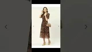 Antheaa Black & Rust Orange Floral Print Tiered Midi Fit & Flare Dress with Ruffles