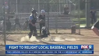 Broken lights at local baseball fields