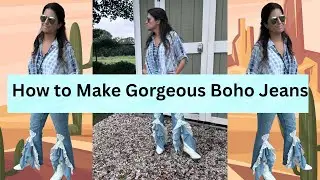 How to Upcycle your Jeans into Boho Country Festival Blue Jeans | AI Inspired