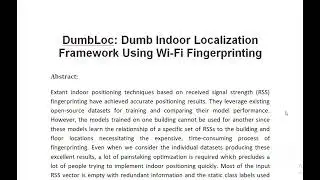 DumbLoc Dumb Indoor Localization Framework Using Wi Fi Fingerprinting