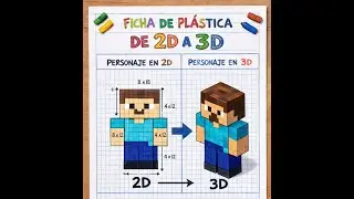 2D to 3D LEVEL 1 Minecraft Characters  (debuxa do 2D ao 3D) PIXEL ART