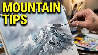 Painting Mountains with Meeden Basic acrylic paint on paper with a palette knife