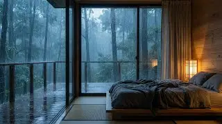 Soft Rain on Wooden Cabin | Forest Night Sounds for Relaxation