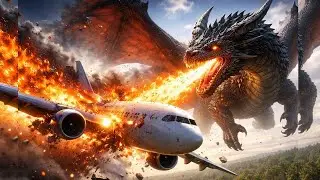 Fire Dragon Attacks Plane from the Sky | American Action Animation