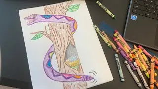 Snake wrapped around tree-Illustration for kids