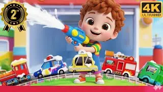 Fire Truck Wash Song | Car Wash & More Vehicle Songs | Kids Nursery Rhymes