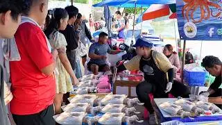 Long Queue! Squid Cutting & Thai Sashimi at Cheapest Place | Thai Street Food