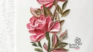 Let it flow! just chill out with leftover cream after class, Roses painting with a pallet knife.