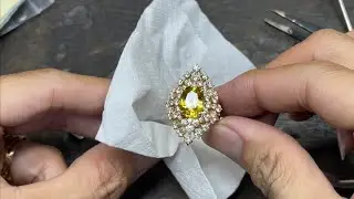Yellow gemstone ring for women #jewelry #gemstone #platinum #diamond 