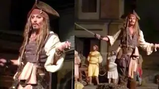JOHNNY DEPP AT DISNEYLAND AS CAPTAIN JACK SPARROW! | Johnny Depp Disneyland
