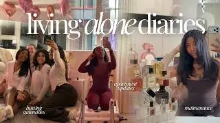 LIVING ALONE VLOG | hosting galentines, decorating my apartment, self care maintenance
