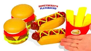 Make a Burger, HOT DOG with Ingredients! Preschool Food Animation for KIDS Toddlers! DIY activities!