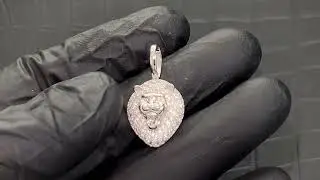 Sterling Silver Moissanite Mini Lion Pendant