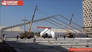 50m clear span marquee tent installation video