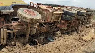 Amazing Long Truck and Trailer Fail 2020   Dump Truck Hyundai Accident Recovery By Exca