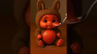 🍓 Labubu Strawberry Baby AI Creation | Bapi's AI Adventures #shorts #ai #viral #asmr #labubu #fruit