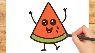 How to Draw a Dancing Watermelon Step by Step &ndash; Easy Food Drawing Tutorial for Kids and Beginners