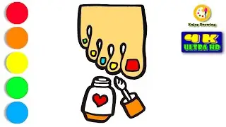FOOT AND NAIL POLISH Drawing: How to Draw A FOOT AND NAIL POLISH EASY for Kids