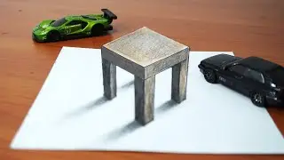 how to draw 3d table easy for beginner | 3d drawing tutorial step by step