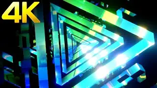 4K OLED Abstract Triangle Tunnel  Blue Color TV Screensaver Saver loop Background no sound