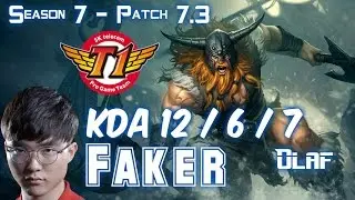 SKT T1 Faker OLAF vs RENEKTON Top - Patch 7.3 KR Ranked
