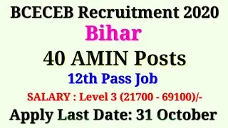 BCECEB Recruitment 2020 | Apply for 40 AMIN Vacancies &ndash; Bihar 10+2
